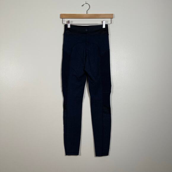 Lululemon • Blue Gray Leggings Black Detail Ribbed Lines - Picture 4 of 6